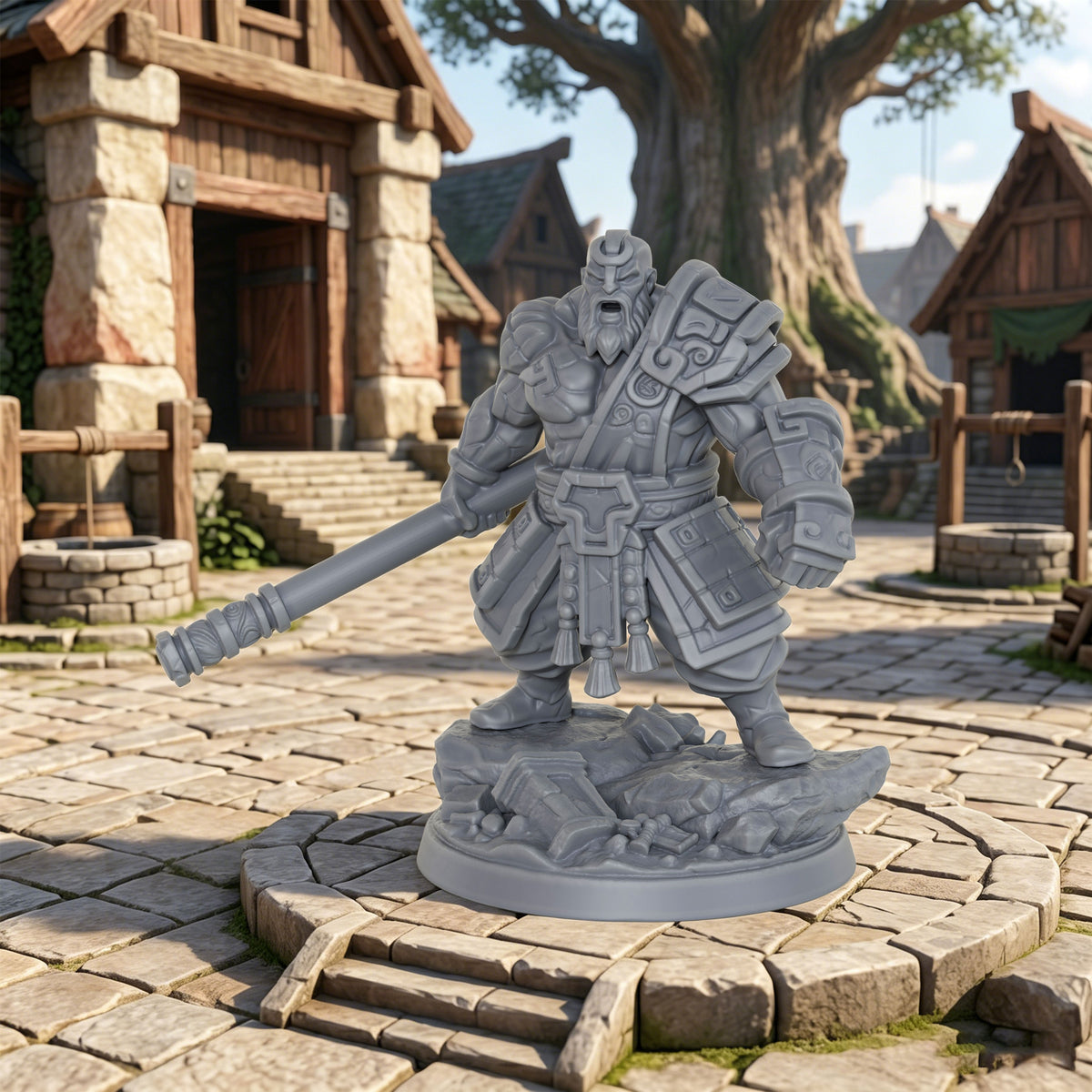 AS1012 Rune Giants Duo Resin Miniatures Set, Unpainted Fantasy Minis for TTRPG, Hobby Gift & Collectible