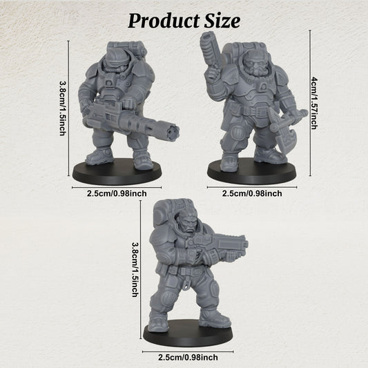 AS1014 Sci-Fi Space Dwarf Heavy Infantry Miniatures Set, Unpainted Resin Wargaming Minis, Figure Separate from Base for Tabletop RPG