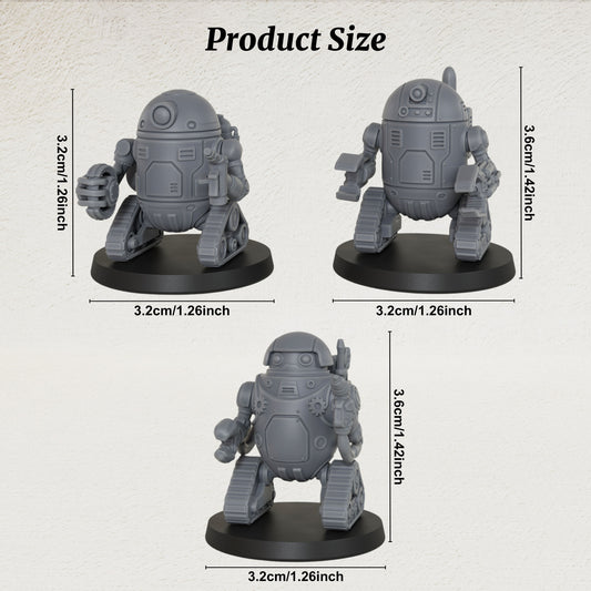 AS1016 Retro Droids Miniatures, Unpainted Resin Figures for TTRPG Tabletop Gaming