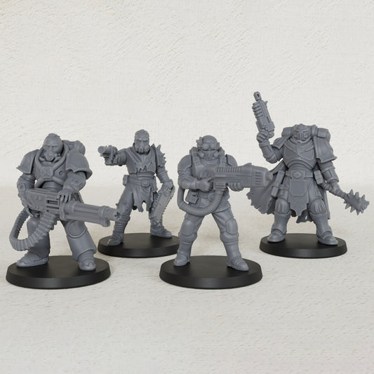 AS1018 Sci-Fi Commando Miniatures, Futuristic Soldier Wargame Figures, Unpainted Tabletop Minis for TTRPG