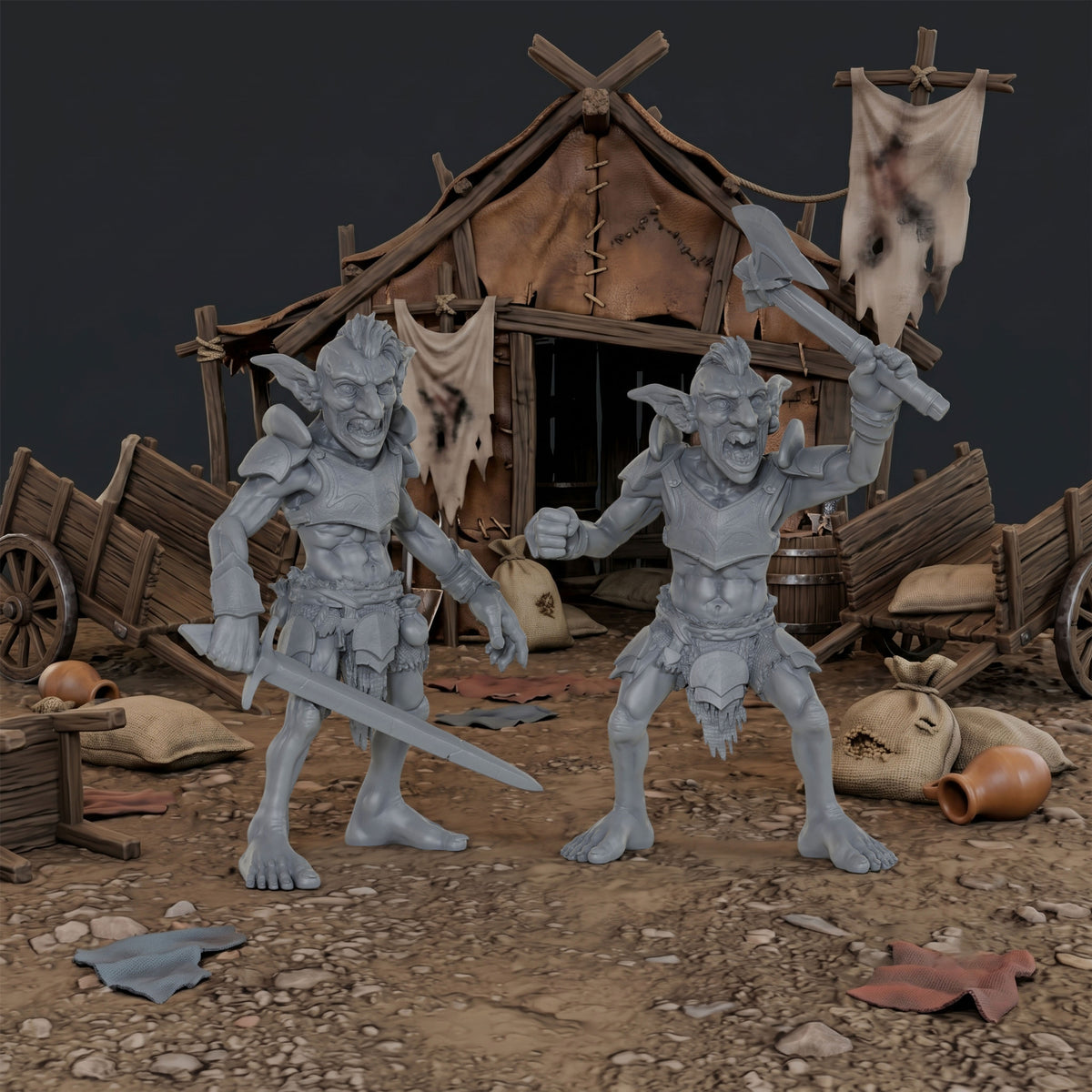AS1035 Goblin Raider Resin Miniature Set, 5 Styles Goblin Raiders, Unpainted Fantasy Wargame Minis, DND RPG Monster Figures