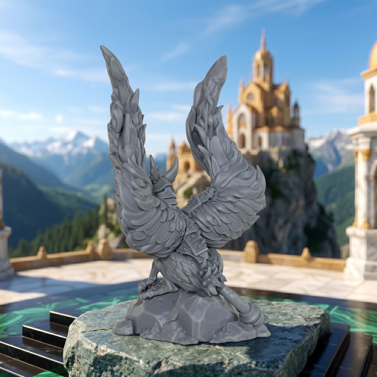 AS1044 Royal Griffin Resin Miniature, Armored Griffin Beast Figure, Unpainted Fantasy Wargame Mini, DND RPG Monster Model, Collectible Display Statue