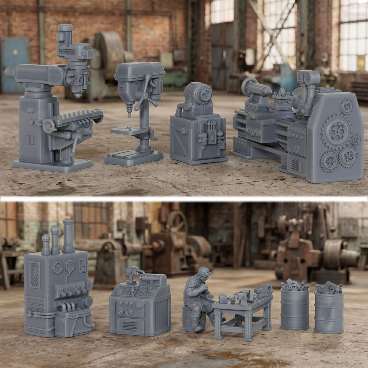 AS1064 Workshop Equipment Resin Model Set, Industrial Workshop Terrain Miniatures, Unpainted Wargame Scenery, Collectible Display Figures, Perfect Gift for Tabletop Hobbyists