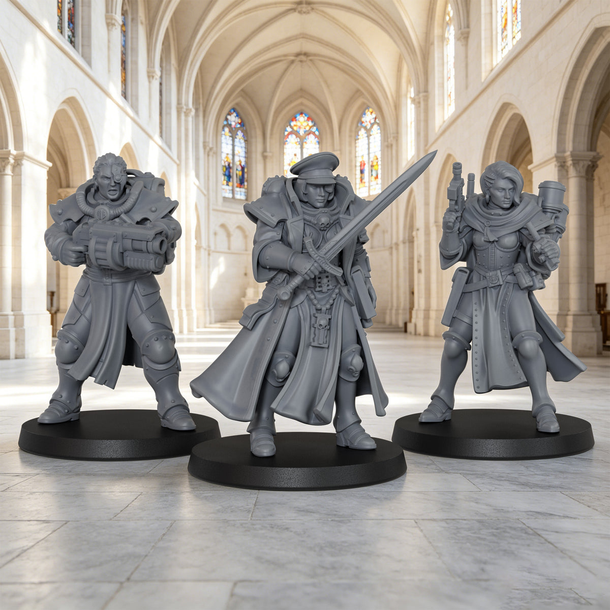 AS1068 Order of Judgement Miniatures, Sci-Fi Imperial Officers & Command Squad, Unpainted Resin Wargame Minis