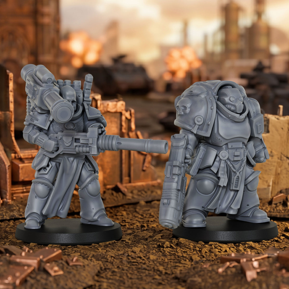 AS1069 Sci-Fi Heavy Infantry Miniature Squad, Armored Space Warriors, Unpainted Resin Wargame Minis