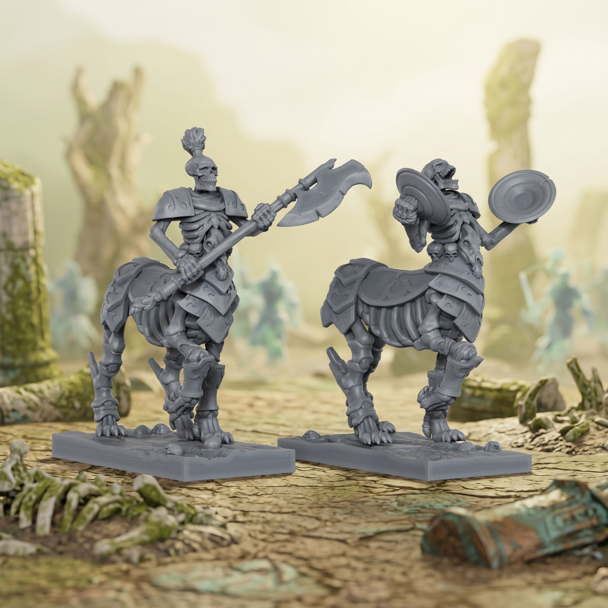 AS1082 Bone Centaurs Unpainted Resin Tabletop Miniatures, Skeleton Centaur Cavalry, Split Design Easy to Paint, Fantasy RPG Wargame Diorama Set
