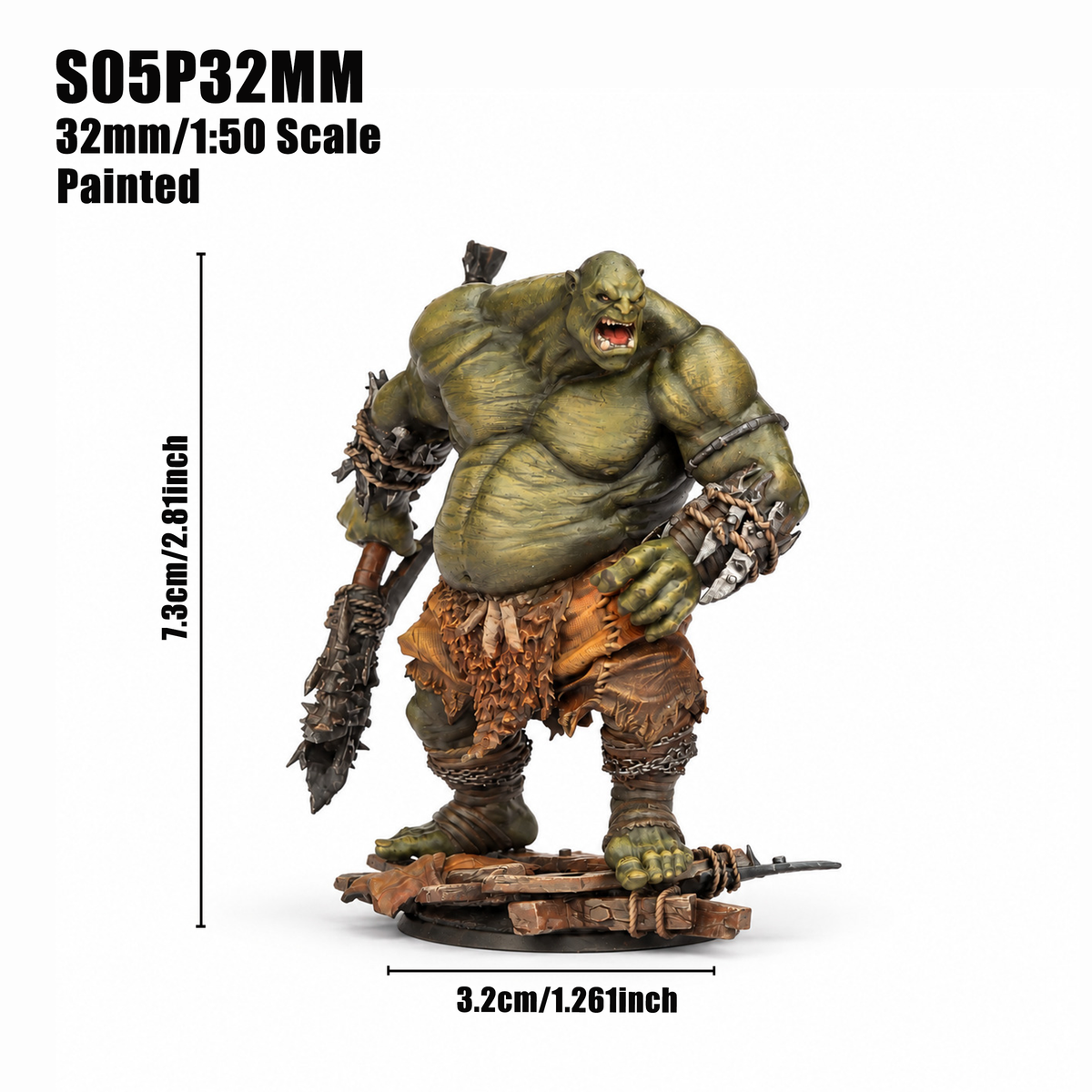 S05 Ogre DnD Miniature, Giant Ogre Warrior Monster RPG Figure, Available Painted or Unpainted, Tabletop Miniature, Hobby Gift