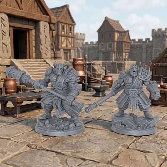 AS1012 Rune Giants Duo Resin Miniatures Set, Unpainted Fantasy Minis for TTRPG, Hobby Gift & Collectible
