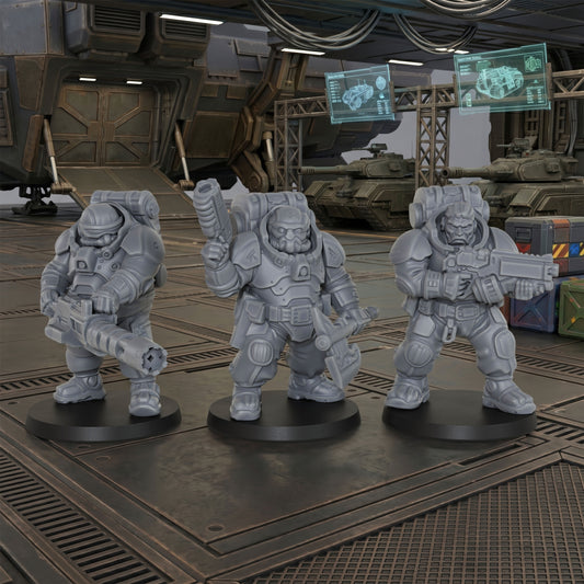 AS1014 Sci-Fi Space Dwarf Heavy Infantry Miniatures Set, Unpainted Resin Wargaming Minis, Figure Separate from Base for Tabletop RPG