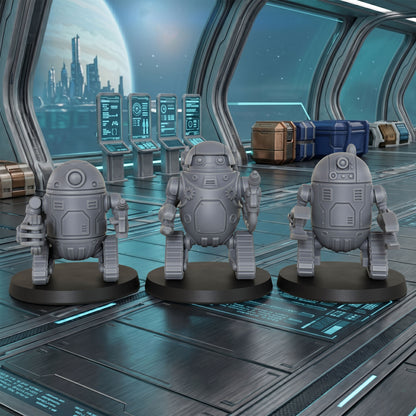 AS1016 Retro Droids Miniatures, Unpainted Resin Figures for TTRPG Tabletop Gaming