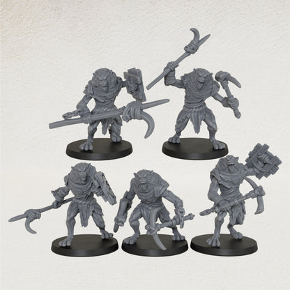 AS1033 Werewolf Resin Miniature Set, 5 Styles Lycanthrope Warriors, Unpainted Fantasy Wargame Minis, DND RPG Monster Figures