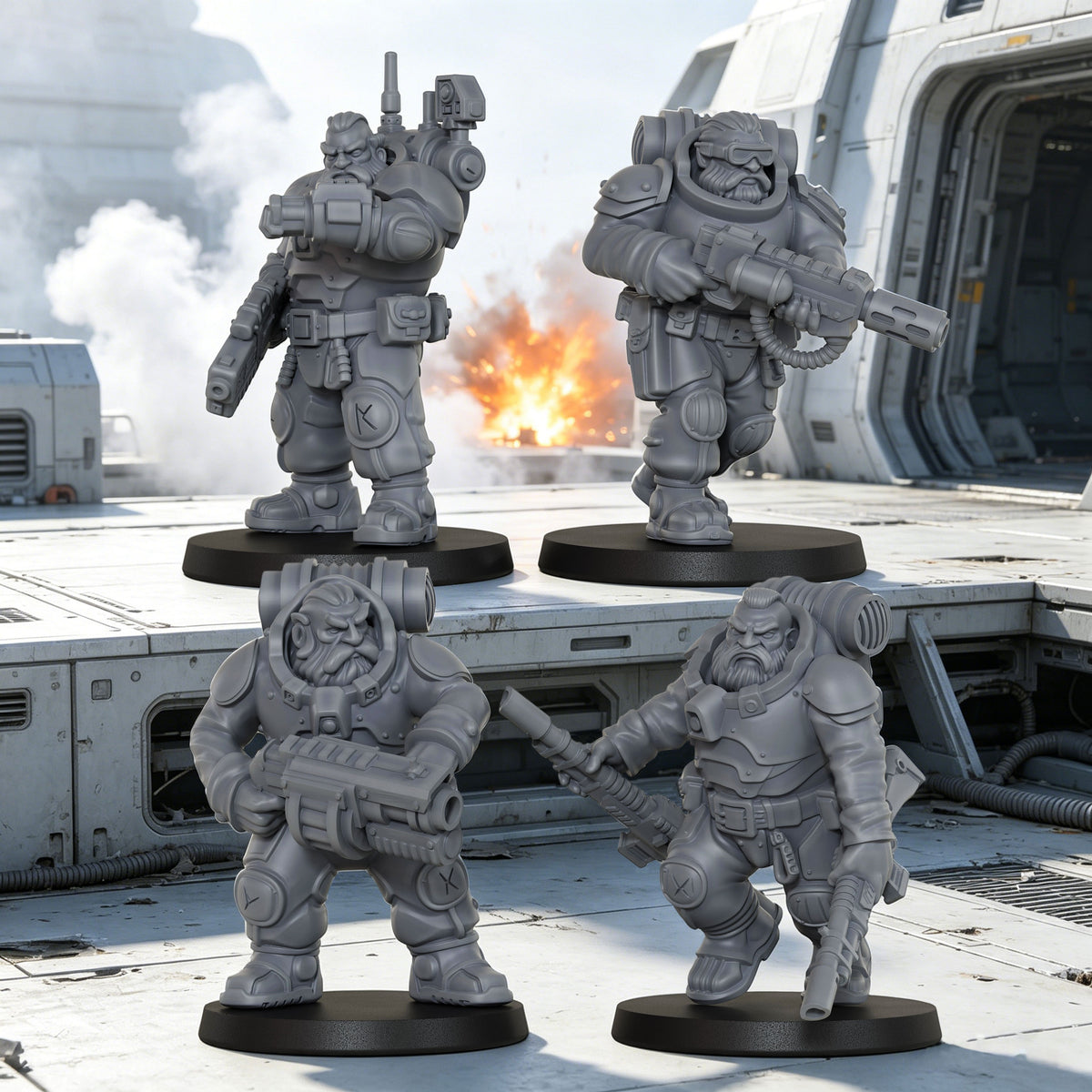 AS1055 Space Dwarves Infantry Resin Model Set, Sci-Fi Dwarf Trooper Miniatures, Unpainted Wargame Minis, Collectible Display Figures, Ideal Gift for Tabletop Wargaming Enthusiasts