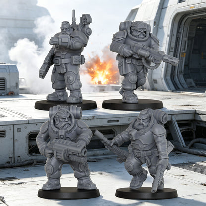 AS1055 Space Dwarves Infantry Resin Model Set, Sci-Fi Dwarf Trooper Miniatures, Unpainted Wargame Minis, Collectible Display Figures, Ideal Gift for Tabletop Wargaming Enthusiasts