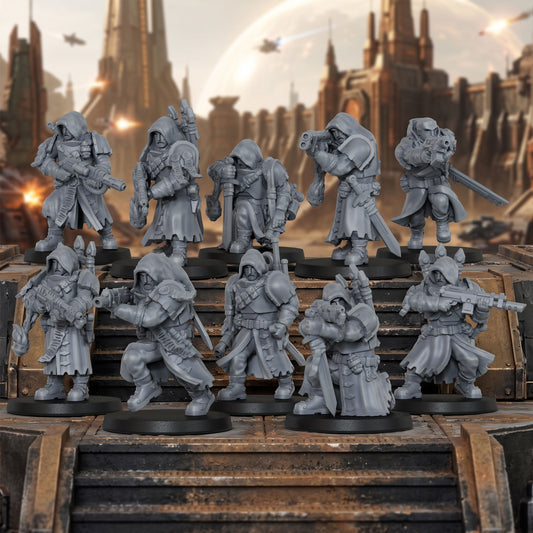 AS1074 Imperial Force Sci-Fi Infantry Miniature Pack, Unpainted Resin Wargaming Miniatures, Tabletop Wargame Models for Hobby Assembly & Painting