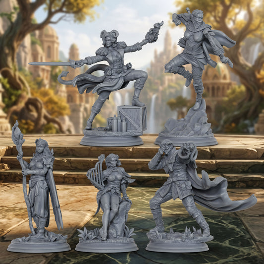 AS1075 Elven Female Ranger Miniature Set, Unpainted Resin Mini, DnD Adventurer Model, Tabletop RPG, Wargaming Diorama Mini for Hobby Painting