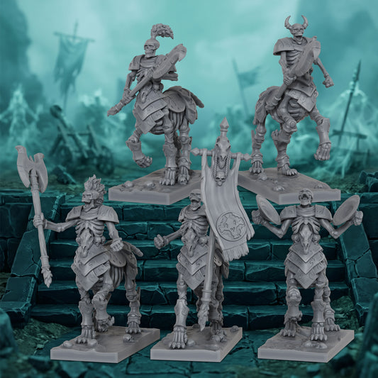 AS1082 Bone Centaurs Unpainted Resin Tabletop Miniatures, Skeleton Centaur Cavalry, Split Design Easy to Paint, Fantasy RPG Wargame Diorama Set