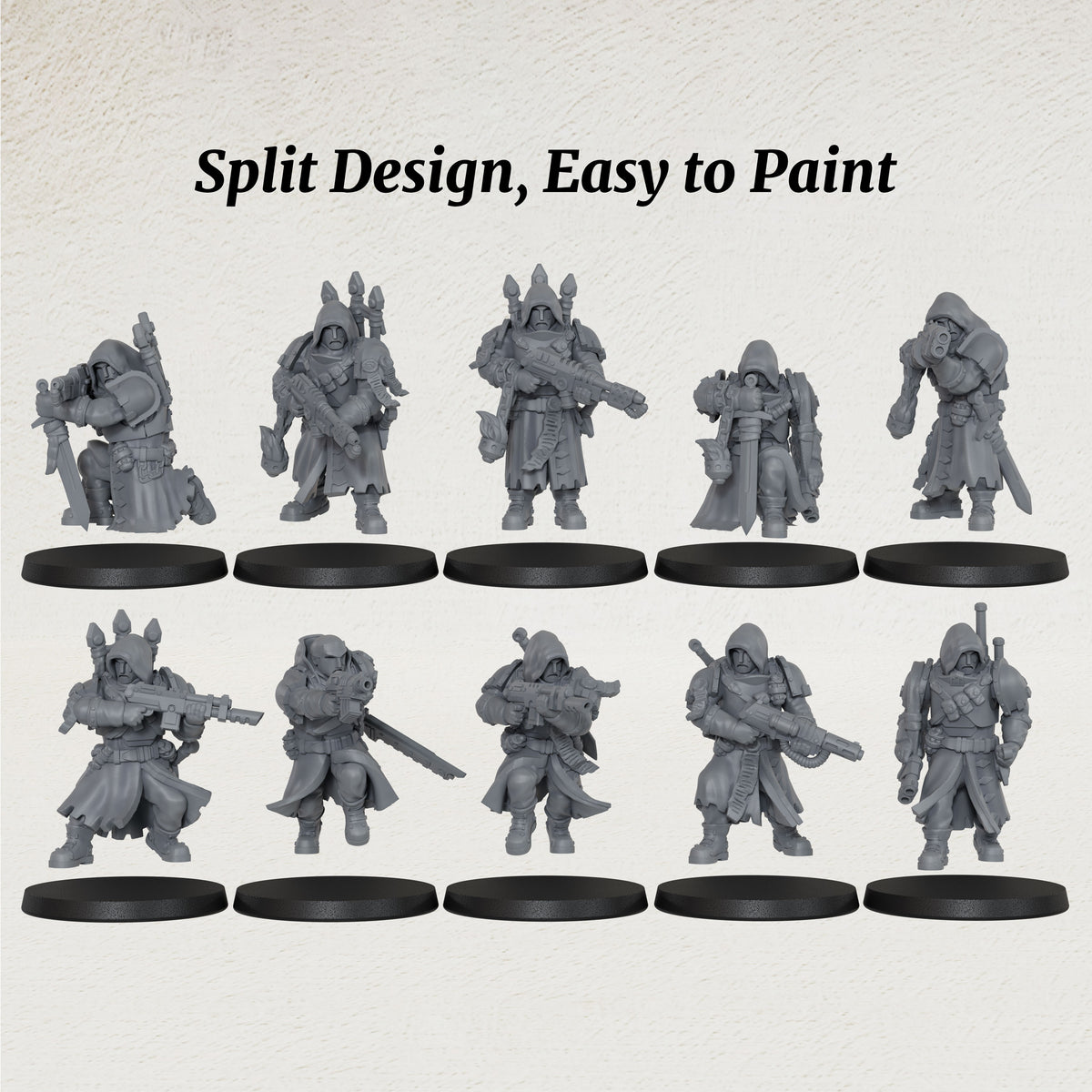 AS1074 Imperial Force Sci-Fi Infantry Miniature Pack, Unpainted Resin Wargaming Miniatures, Tabletop Wargame Models for Hobby Assembly & Painting