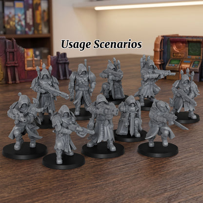 AS1074 Imperial Force Sci-Fi Infantry Miniature Pack, Unpainted Resin Wargaming Miniatures, Tabletop Wargame Models for Hobby Assembly & Painting