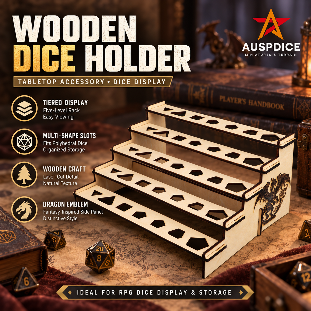 F594 Wooden Dice Holder