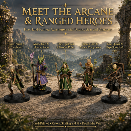 ES11 Expedition Heroes Miniature Set, 10 Pcs DnD Player Character Minis, Fantasy Adventurer Party Figures, Tabletop TTRPG Wargame Miniatures Pack