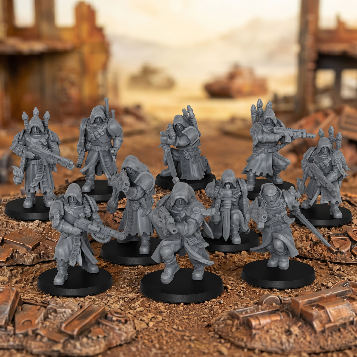AS1074 Imperial Force Sci-Fi Infantry Miniature Pack, Unpainted Resin Wargaming Miniatures, Tabletop Wargame Models for Hobby Assembly & Painting