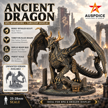 AS987 Ancient Dragon DnD Miniature, Elder Dragon Boss RPG Figure, Detachable Model and Base, Available Painted or Unpainted, Tabletop Miniature, Hobby Gift