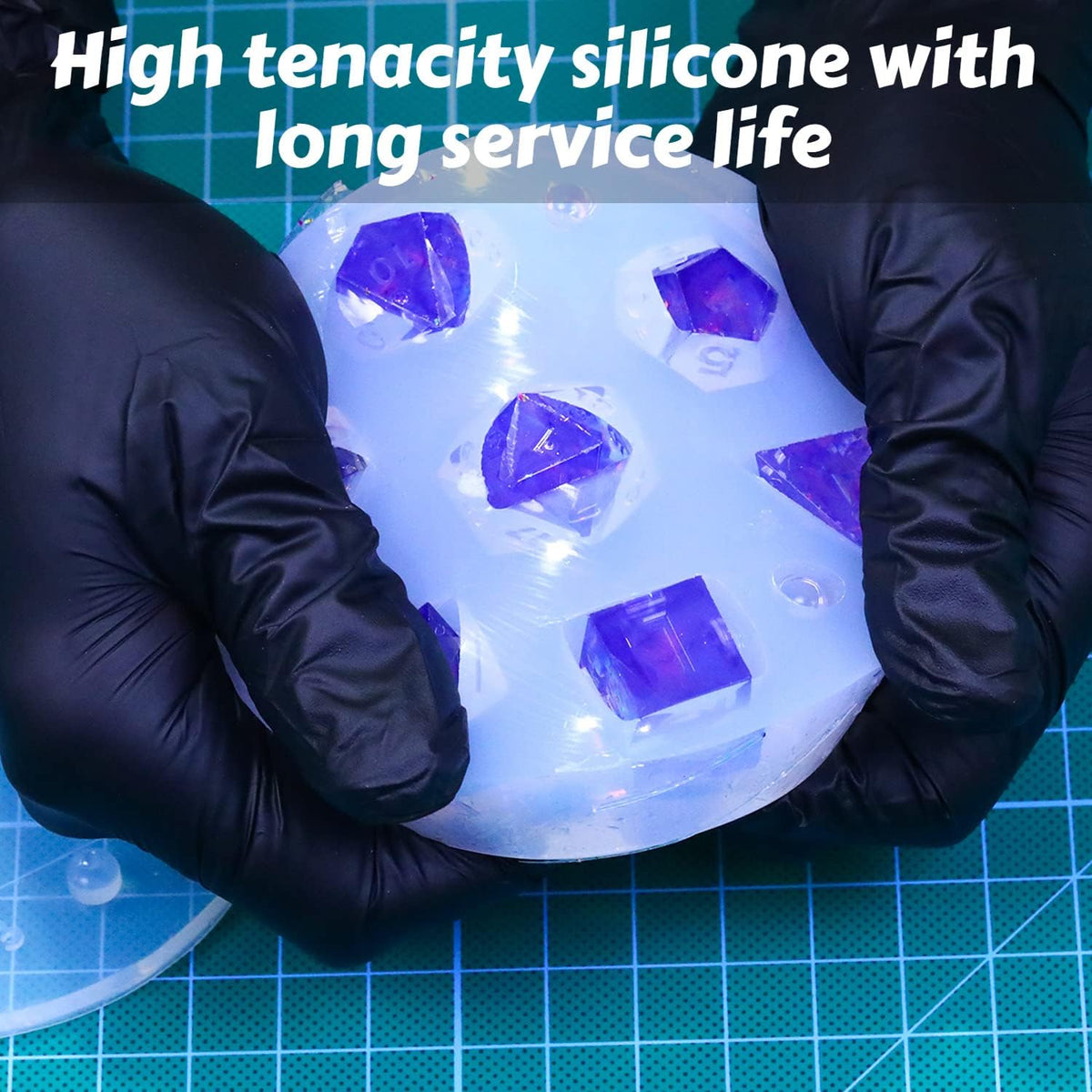 DND Sharp Edge Dice Silicone Mold for 7Pcs Resin Dice Set- High Toughness, Easy Demolding, and Smooth Finish(Regular D4)