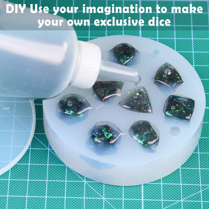 DND Dice Set Mold for Resin Silicone, 9 Pcs Sharp Edge Dice for D&D and Tabletop RPG