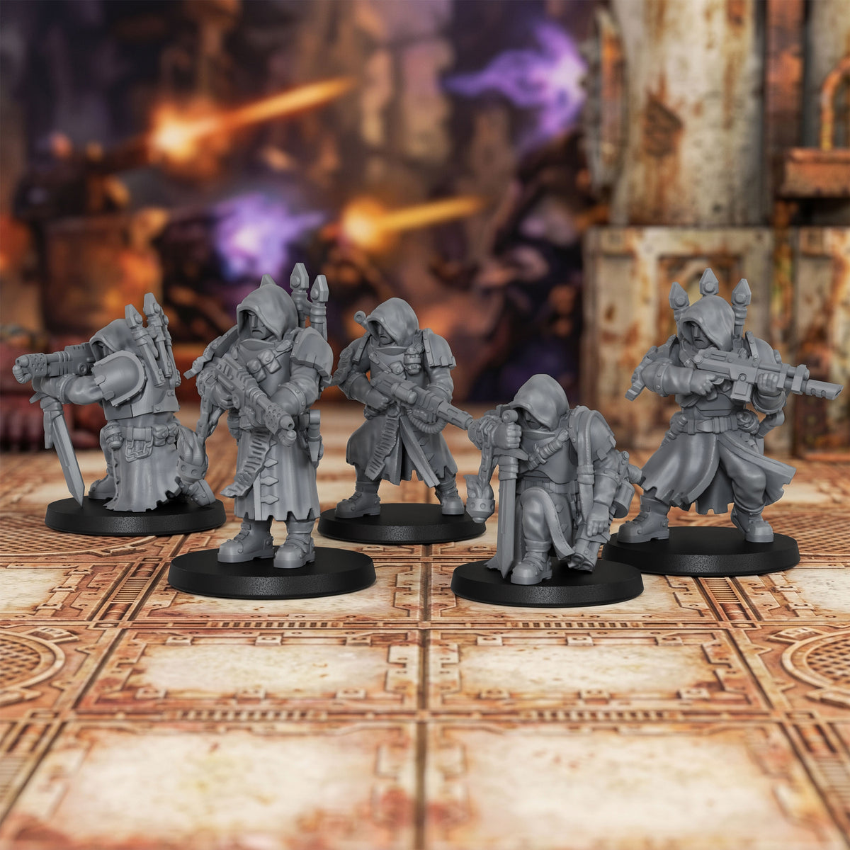 AS1074 Imperial Force Sci-Fi Infantry Miniature Pack, Unpainted Resin Wargaming Miniatures, Tabletop Wargame Models for Hobby Assembly & Painting