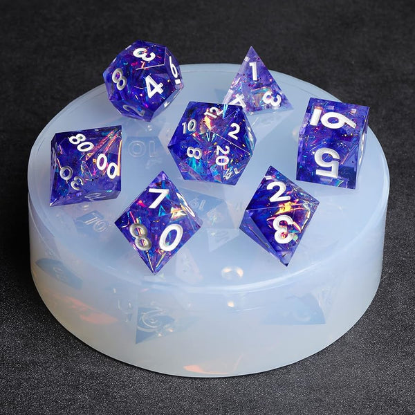 D&D Dice Mold - Silicone Resin Casting Mould - DND Polyhedral - Cap Slab  Style - Sharp or Round Edge - Board Games - Role Playing Games - TTRPG