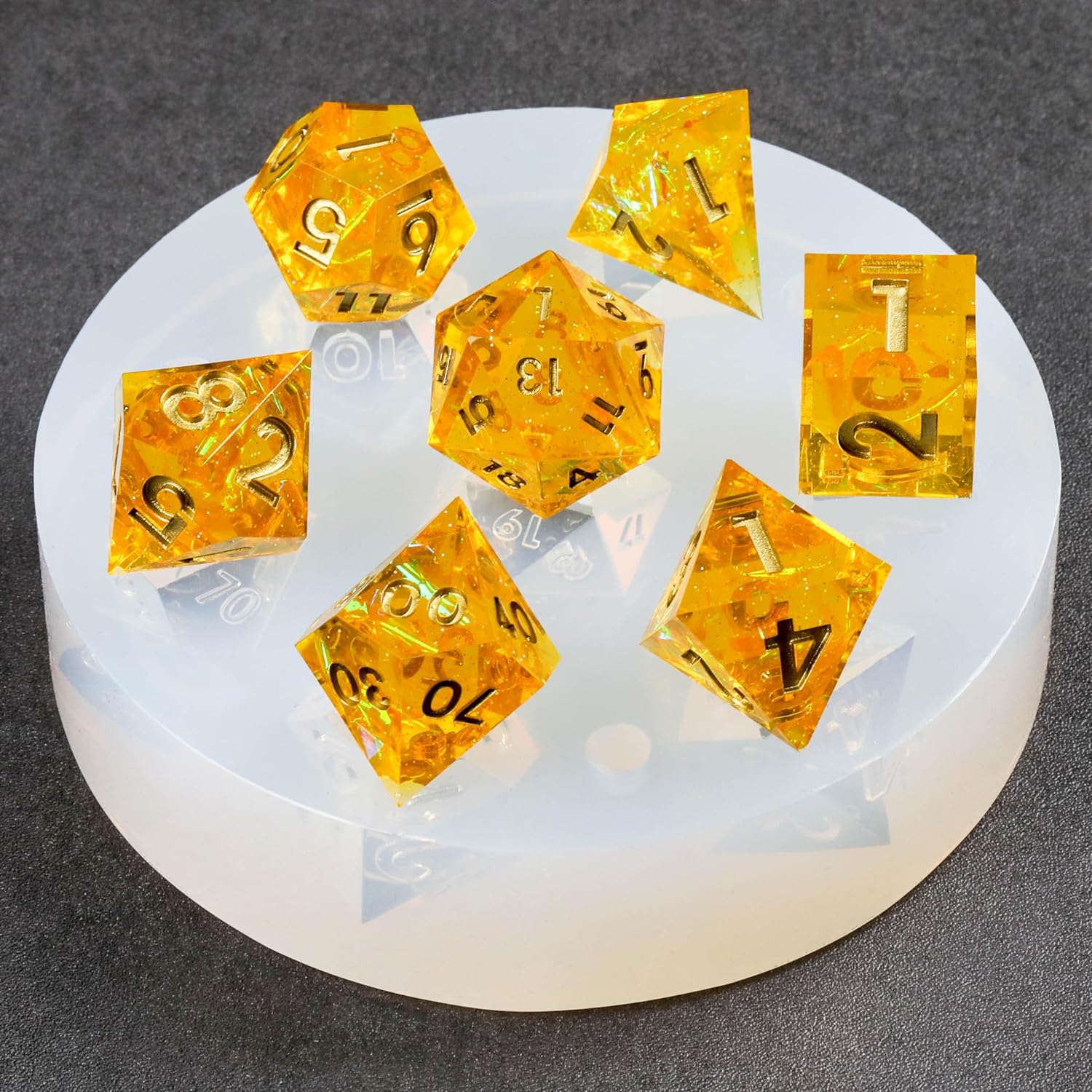 Dice Mold, DND Dice Mold Resin Silicone Dice Molds for Dungeons and Dragons Role Playing Game (Crystal D4)
