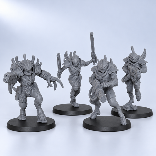 AS1007 Sci-Fi Assault Squad Miniatures, Alien Warrior Wargame Minis, Tabletop Figures for TTRPG, Hobby Gift & Collectible