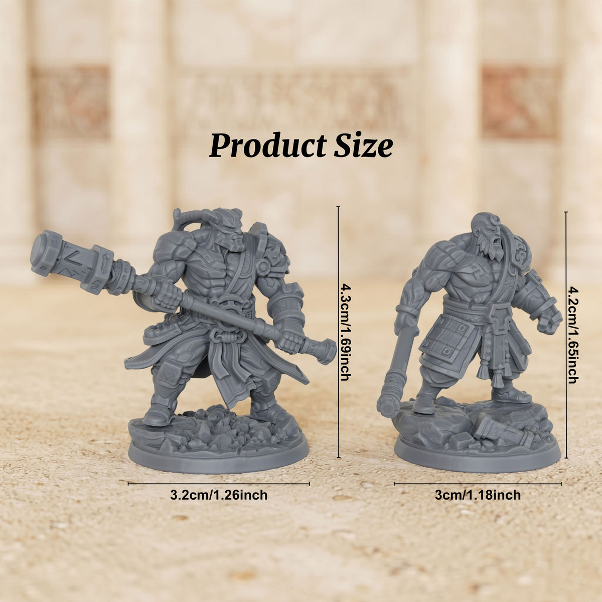 AS1012 Rune Giants Duo Resin Miniatures Set, Unpainted Fantasy Minis for TTRPG, Hobby Gift & Collectible