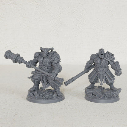 AS1012 Rune Giants Duo Resin Miniatures Set, Unpainted Fantasy Minis for TTRPG, Hobby Gift & Collectible