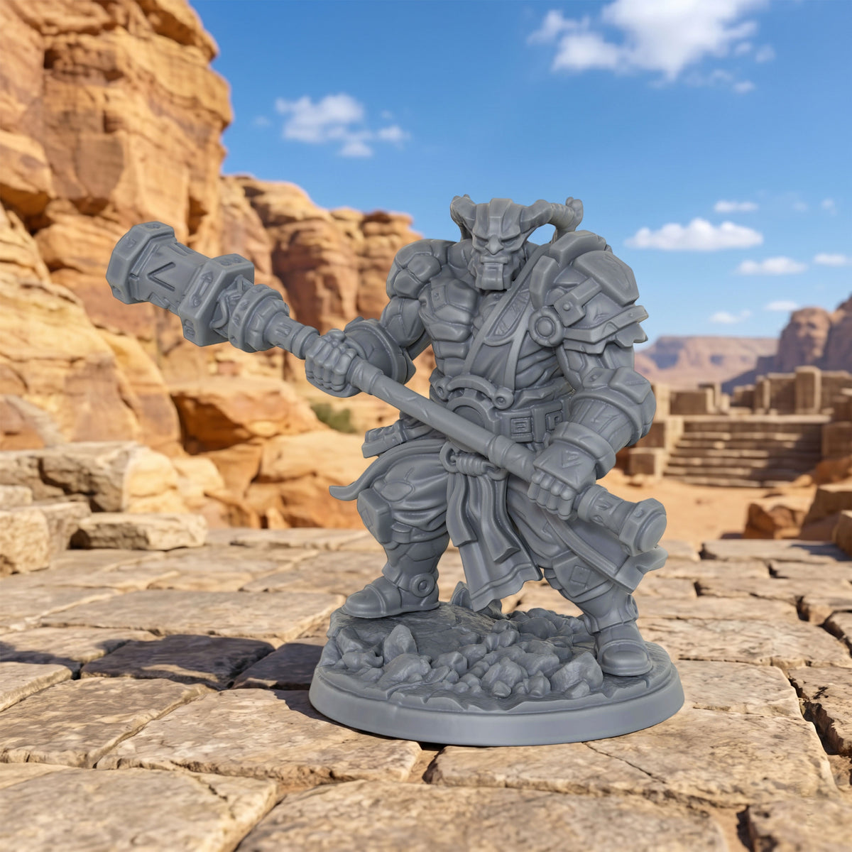 AS1012 Rune Giants Duo Resin Miniatures Set, Unpainted Fantasy Minis for TTRPG, Hobby Gift & Collectible