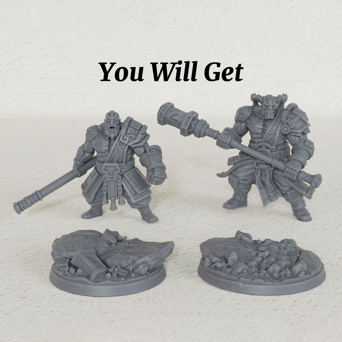 AS1012 Rune Giants Duo Resin Miniatures Set, Unpainted Fantasy Minis for TTRPG, Hobby Gift & Collectible