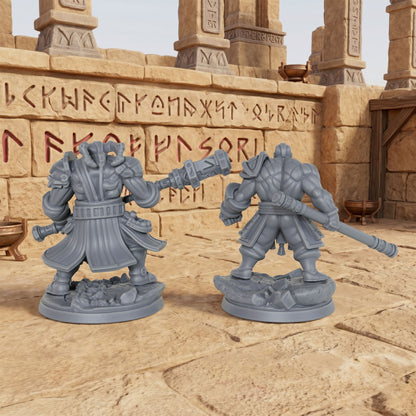 AS1012 Rune Giants Duo Resin Miniatures Set, Unpainted Fantasy Minis for TTRPG, Hobby Gift & Collectible