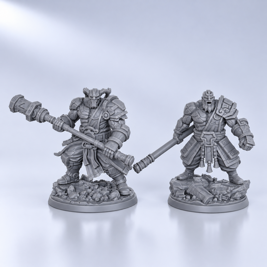 AS1012 Rune Giants Duo Resin Miniatures Set, Unpainted Fantasy Minis for TTRPG, Hobby Gift & Collectible