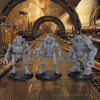 AS1013 Sci-Fi Mining Droids Resin Miniatures Set, Unpainted Robot Minis for Tabletop Wargame TTRPG, Hobby Gift & Collectible