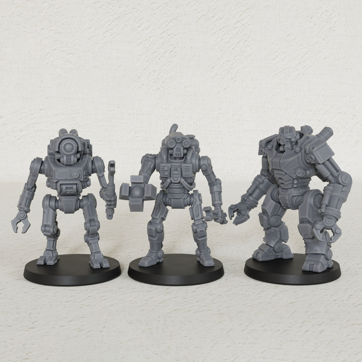 AS1013 Sci-Fi Mining Droids Resin Miniatures Set, Unpainted Robot Minis for Tabletop Wargame TTRPG, Hobby Gift & Collectible