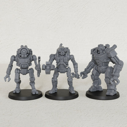 AS1013 Sci-Fi Mining Droids Resin Miniatures Set, Unpainted Robot Minis for Tabletop Wargame TTRPG, Hobby Gift & Collectible