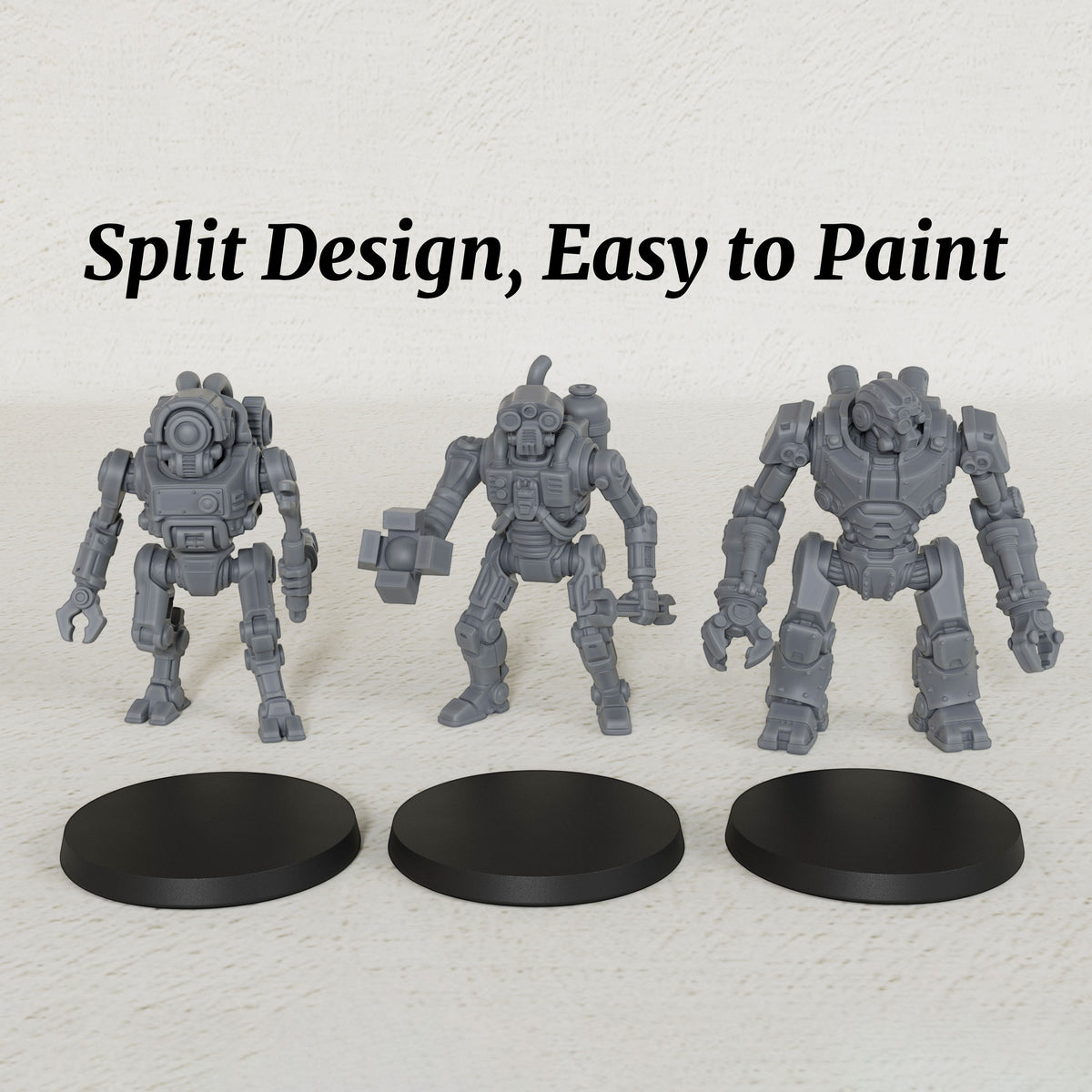AS1013 Sci-Fi Mining Droids Resin Miniatures Set, Unpainted Robot Minis for Tabletop Wargame TTRPG, Hobby Gift & Collectible
