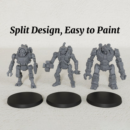 AS1013 Sci-Fi Mining Droids Resin Miniatures Set, Unpainted Robot Minis for Tabletop Wargame TTRPG, Hobby Gift & Collectible