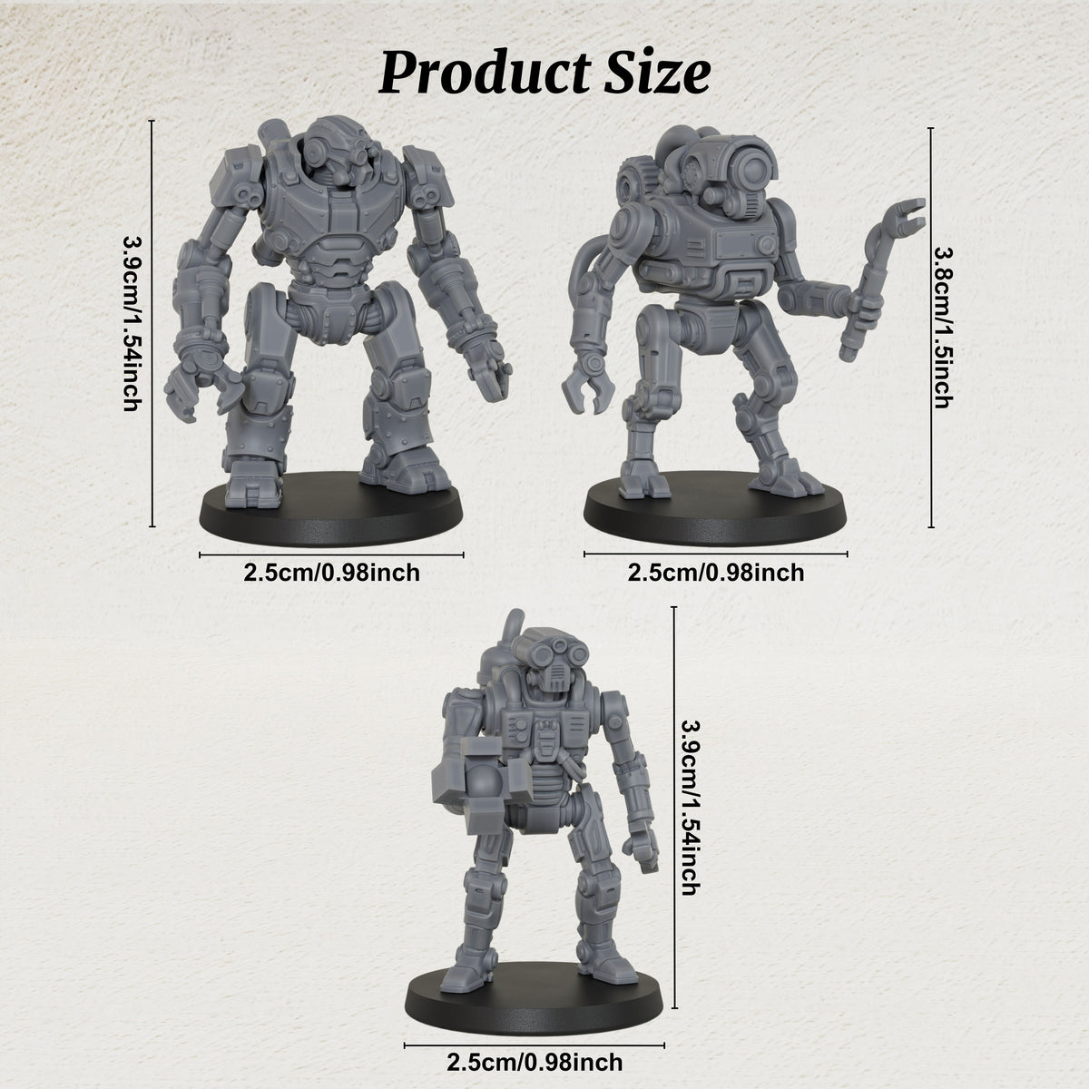 AS1013 Sci-Fi Mining Droids Resin Miniatures Set, Unpainted Robot Minis for Tabletop Wargame TTRPG, Hobby Gift & Collectible