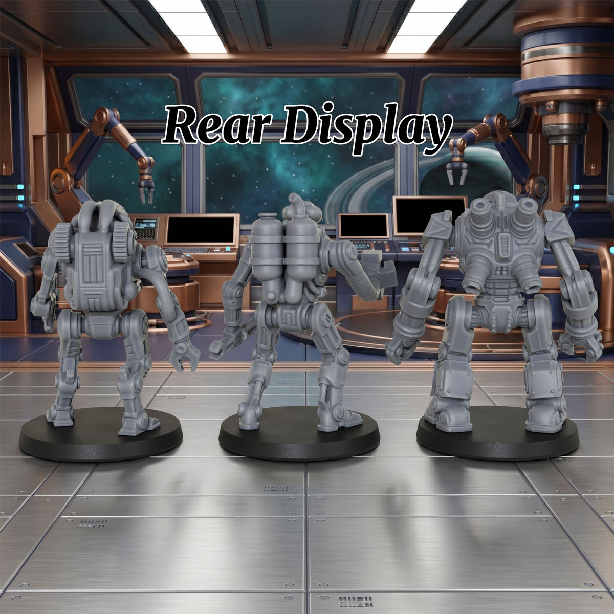 AS1013 Sci-Fi Mining Droids Resin Miniatures Set, Unpainted Robot Minis for Tabletop Wargame TTRPG, Hobby Gift & Collectible
