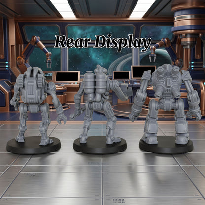 AS1013 Sci-Fi Mining Droids Resin Miniatures Set, Unpainted Robot Minis for Tabletop Wargame TTRPG, Hobby Gift & Collectible