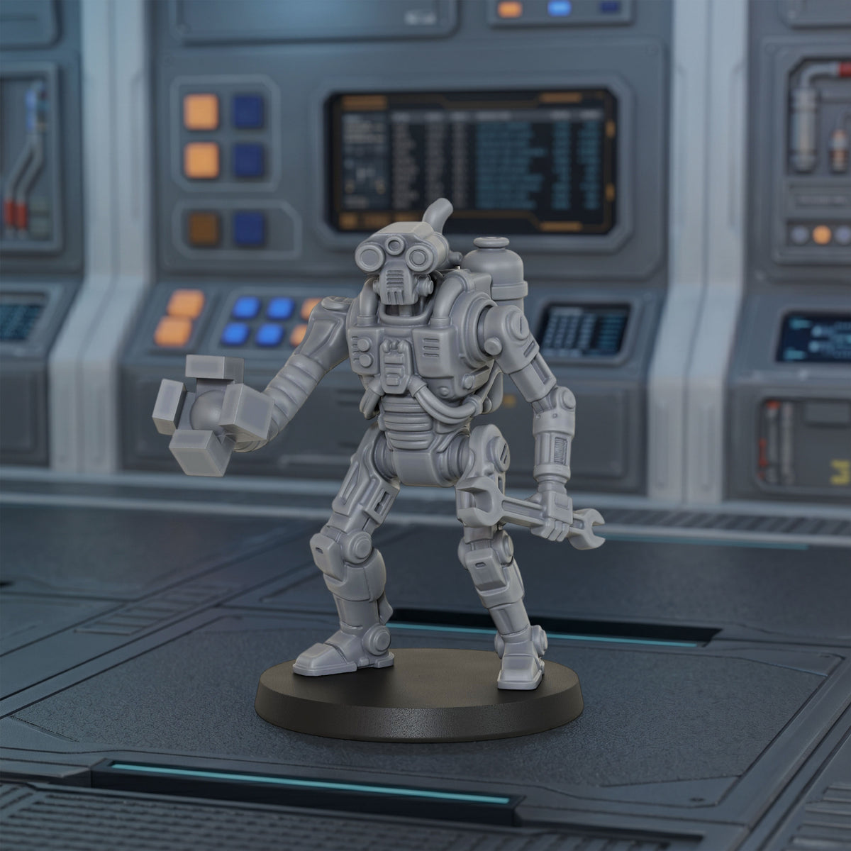 AS1013 Sci-Fi Mining Droids Resin Miniatures Set, Unpainted Robot Minis for Tabletop Wargame TTRPG, Hobby Gift & Collectible
