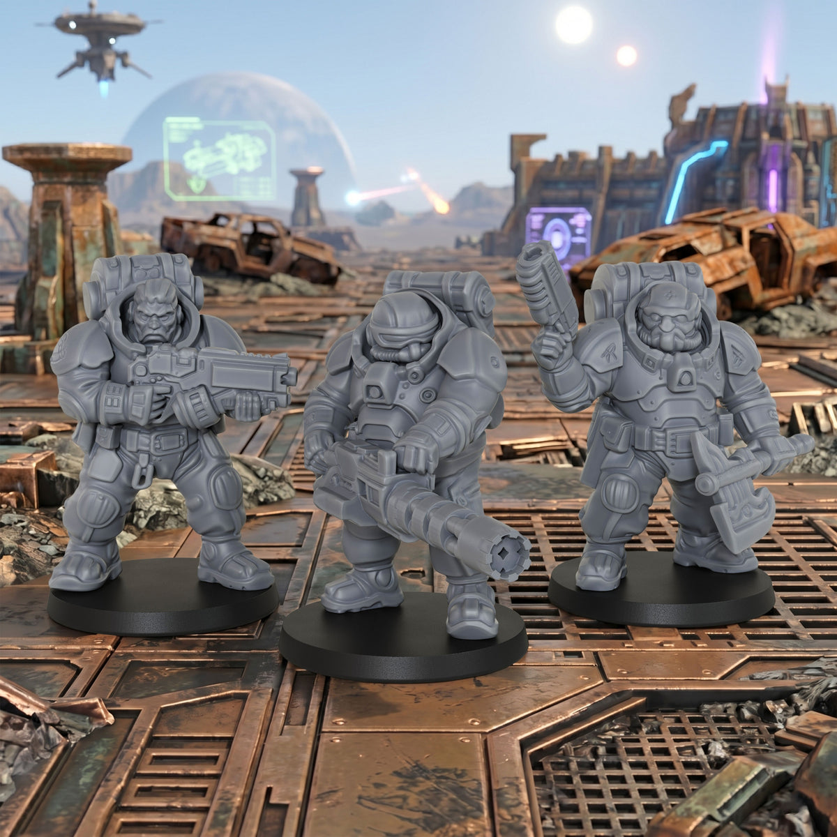 AS1014 Sci-Fi Space Dwarf Heavy Infantry Miniatures Set, Unpainted Resin Wargaming Minis, Figure Separate from Base for Tabletop RPG