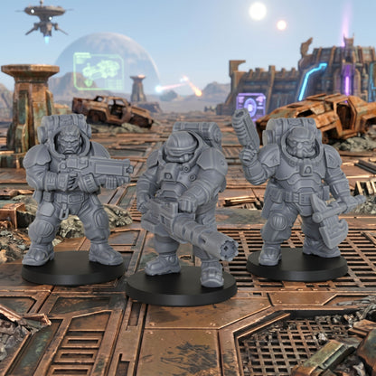 AS1014 Sci-Fi Space Dwarf Heavy Infantry Miniatures Set, Unpainted Resin Wargaming Minis, Figure Separate from Base for Tabletop RPG