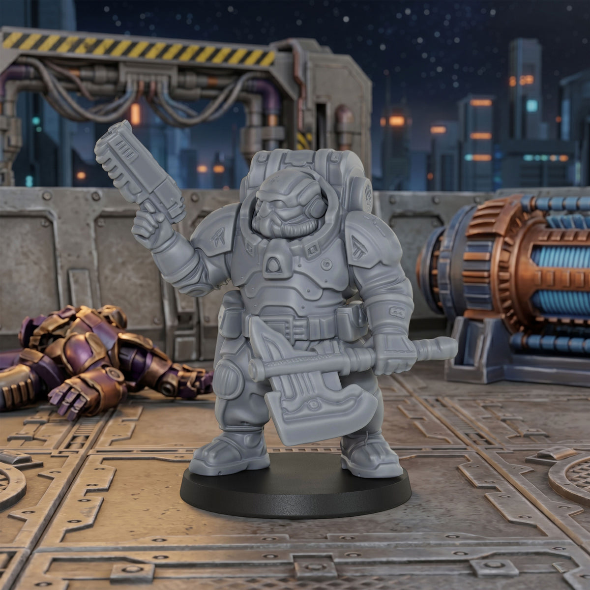 AS1014 Sci-Fi Space Dwarf Heavy Infantry Miniatures Set, Unpainted Resin Wargaming Minis, Figure Separate from Base for Tabletop RPG
